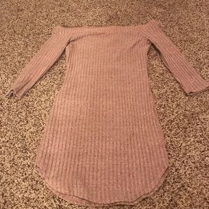 Off shoulder pink sweater dress